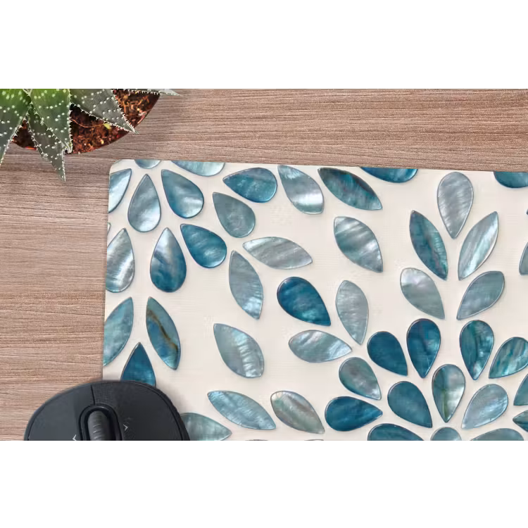Muismat - Patroon - Bladeren - Abstract - Modern - Turquoise — 4