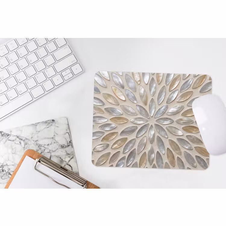 Muismat - Patroon - Ovaal - Glanzend - Abstract - Beige — 2
