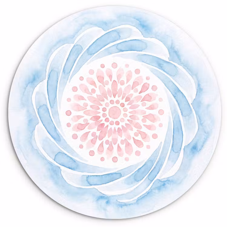 Muurcirkel - Abstract - Bloemvorm - Aquarel - Roze - Blauw — 1