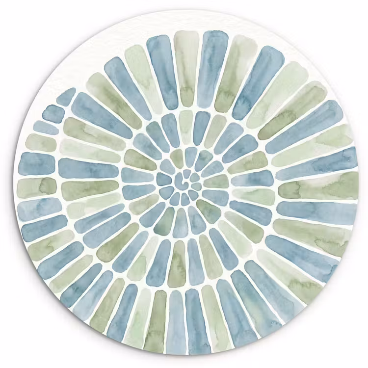 Muurcirkel - Abstract - Spiraal - Patroon - Modern - Blauw-Groen — 1