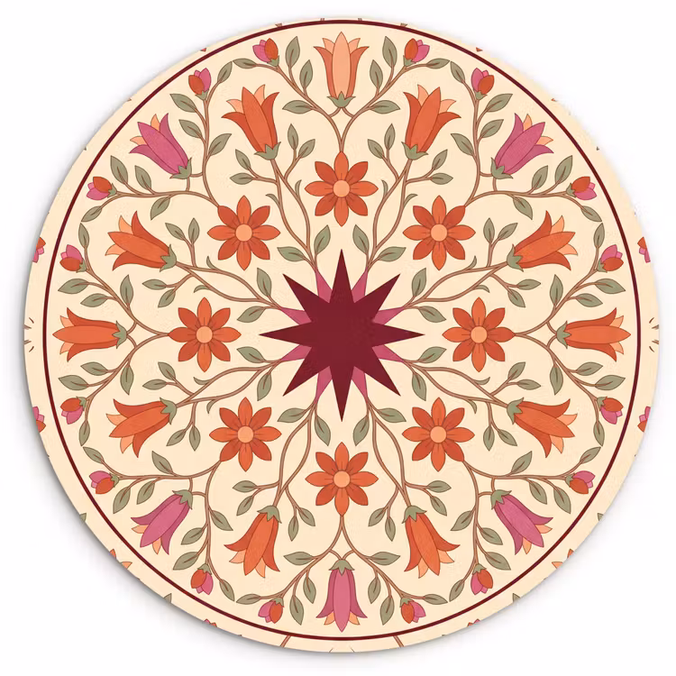 Muurcirkel - Bloemen - Mandala - Decoratief - Rood — 1