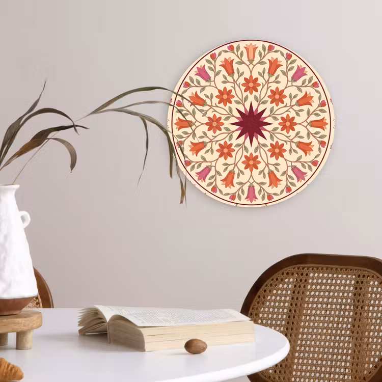 Muurcirkel - Bloemen - Mandala - Decoratief - Rood — 4
