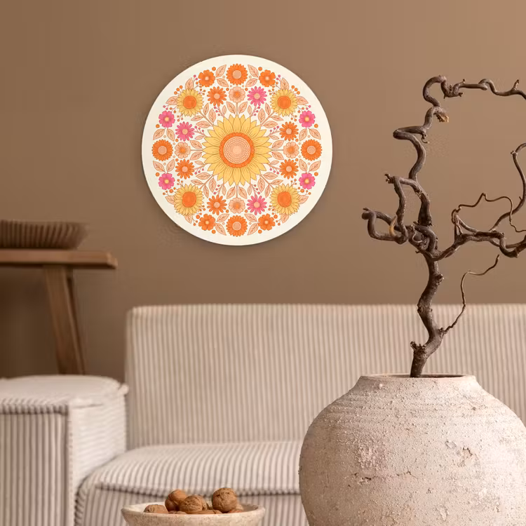 Muurcirkel - Bloemen - Mandala - Patroon - Kleurrijk — 2