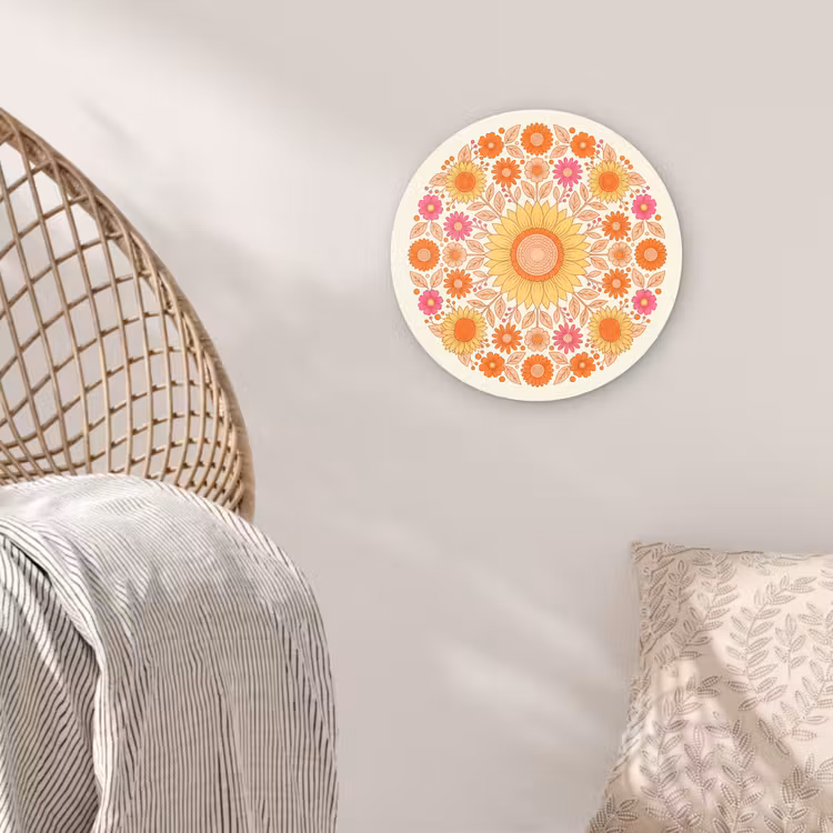 Muurcirkel - Bloemen - Mandala - Patroon - Kleurrijk — 5