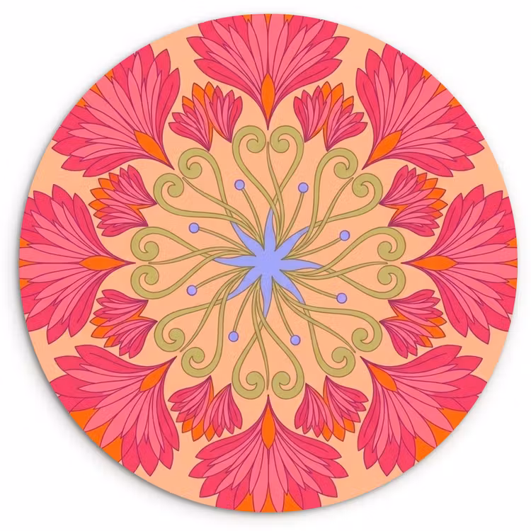 Muurcirkel - Bloemen - Patroon - Abstract - Roze - Decoratief — 1