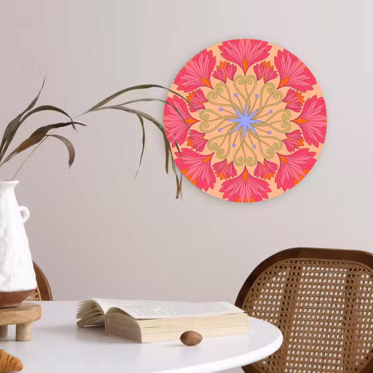 Muurcirkel - Bloemen - Patroon - Abstract - Roze - Decoratief — 4