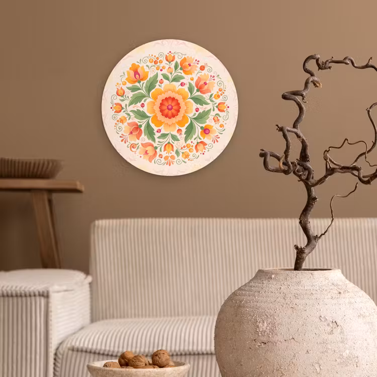 Muurcirkel - Bloemen - Patroon - Decoratief - Oranje — 2