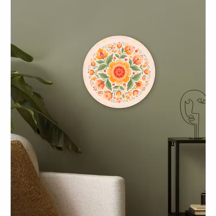 Muurcirkel - Bloemen - Patroon - Decoratief - Oranje — 3