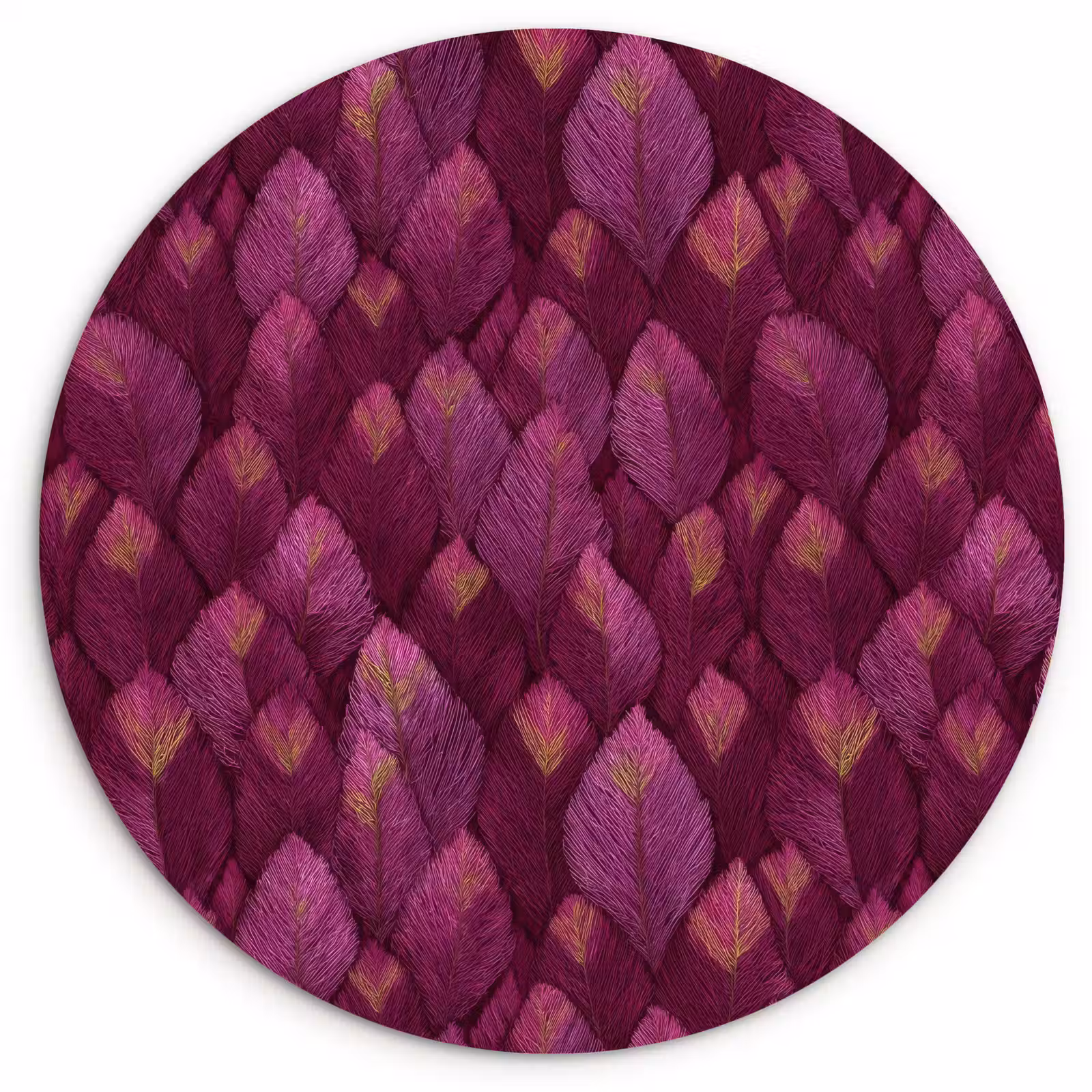 Muurcirkel - Bladeren - Patroon - Burgundy — 1