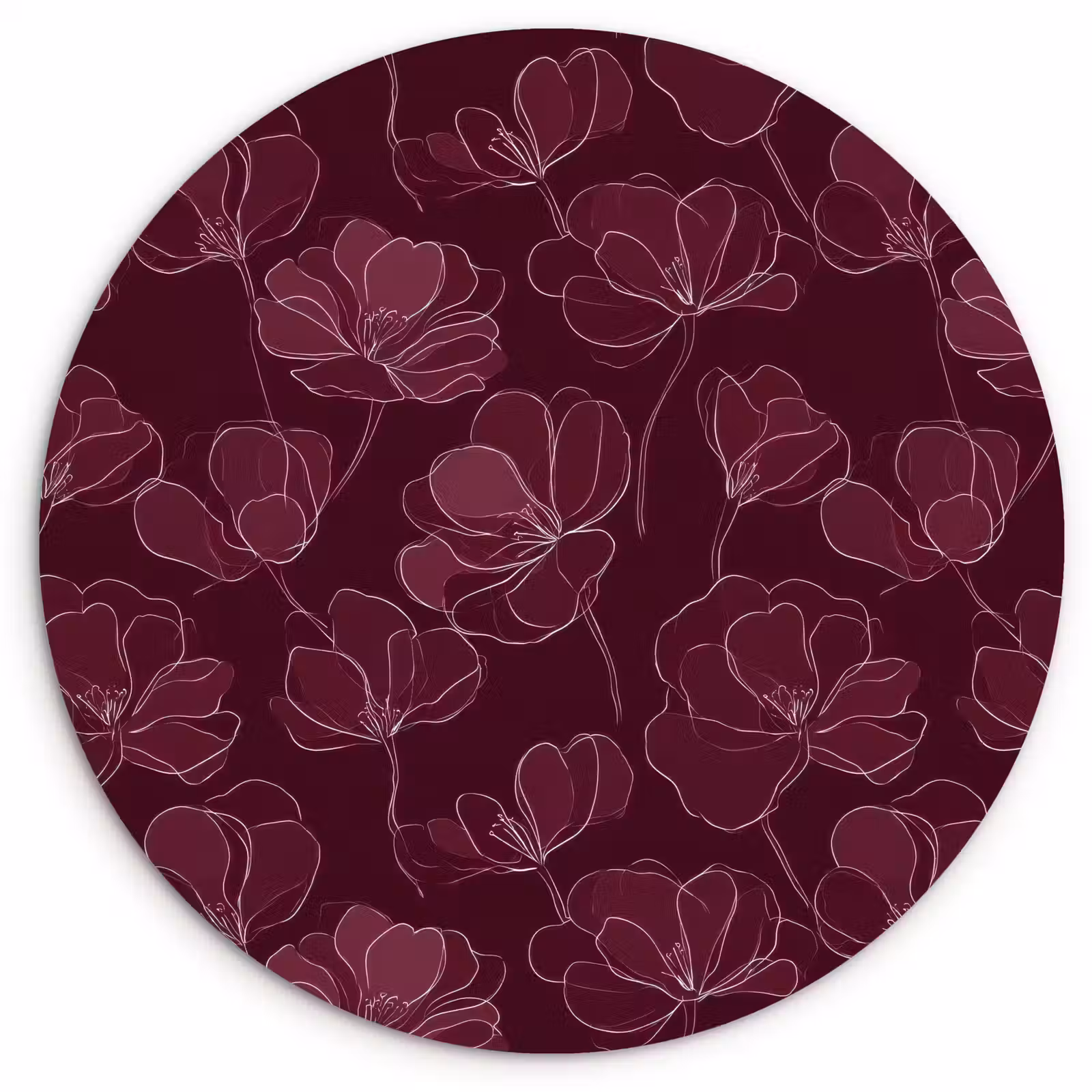 Muurcirkel - Bloemen - Patroon - Bordeauxrood — 1