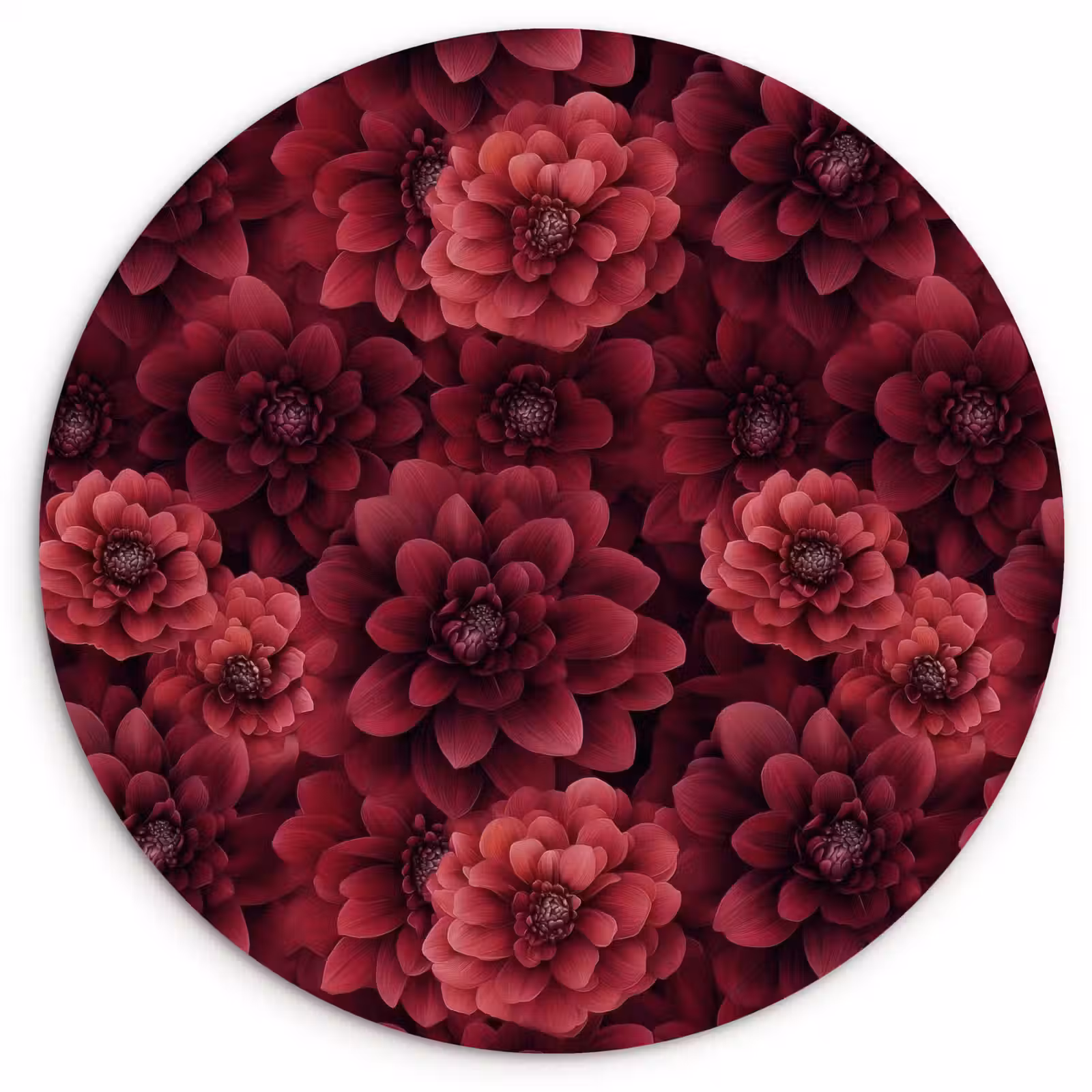 Muurcirkel - Dahlias - Bloemen - Rood — 1