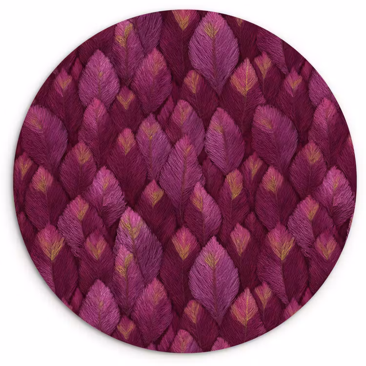 Muurcirkel - Bladeren - Patroon - Burgundy — 1