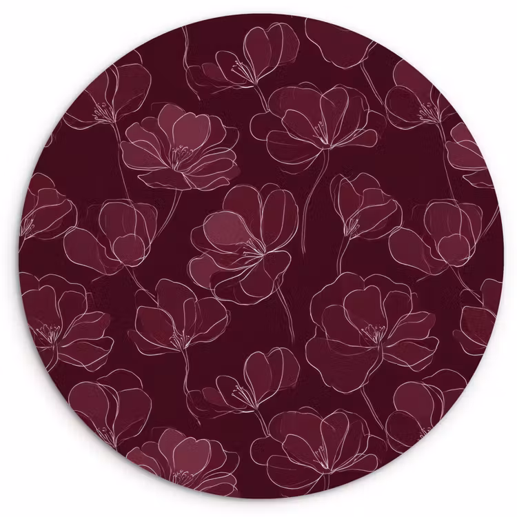 Muurcirkel - Bloemen - Patroon - Bordeauxrood — 1