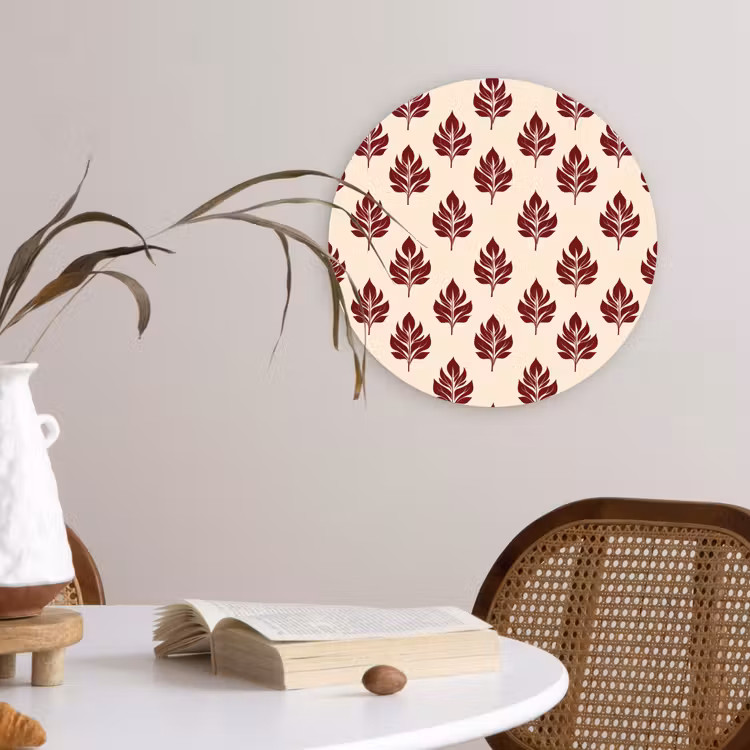 Muurcirkel - Botanisch - Patroon - Bordeaux — 4