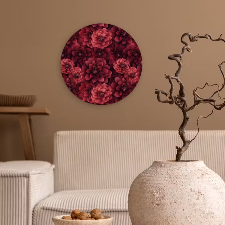 Muurcirkel - Dahlias - Bloemen - Rood — 2