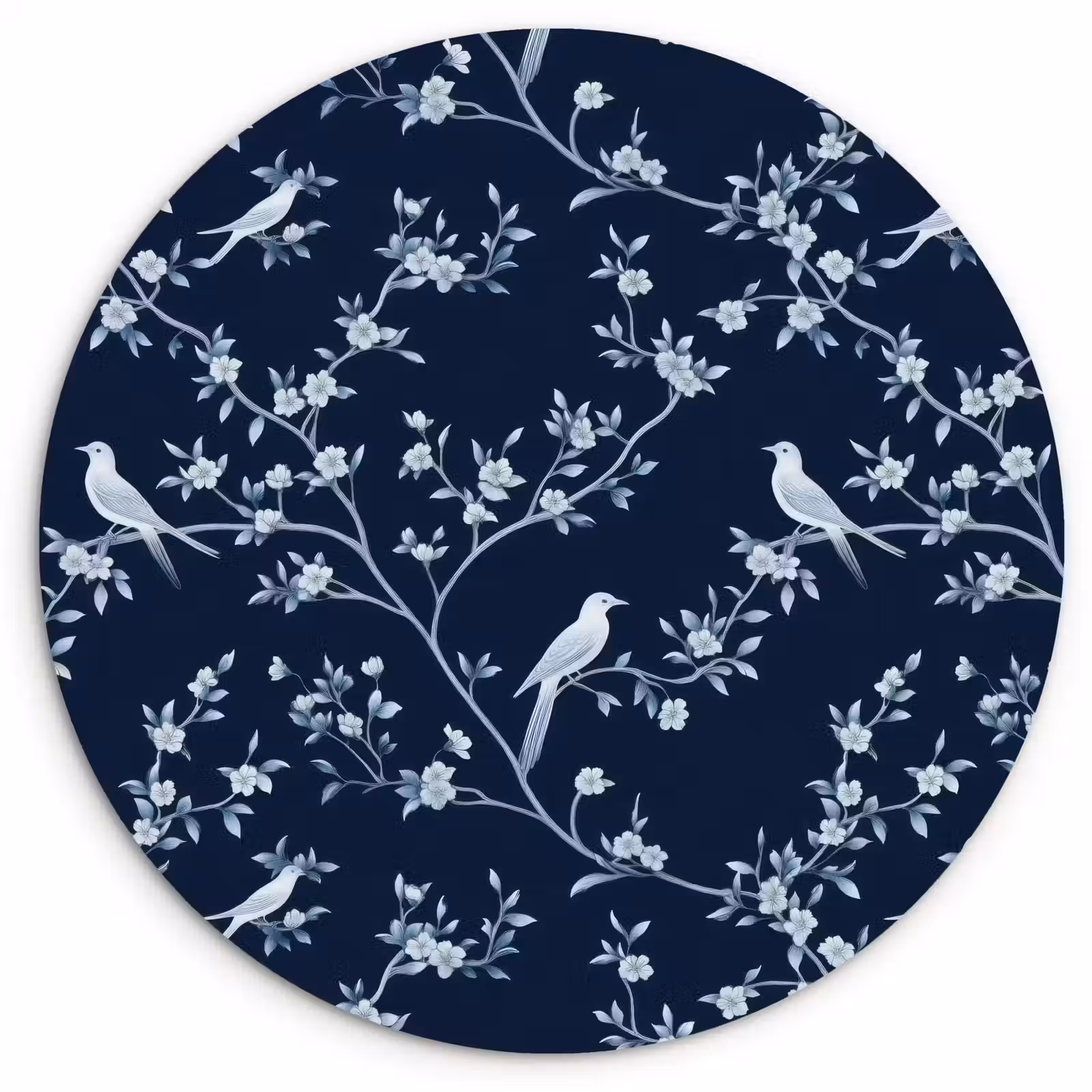 Muurcirkel - Grafisch - Bloesemtak - Blauw — 1