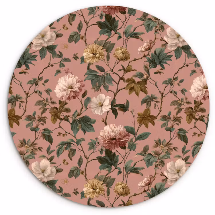 Muurcirkel - Bloemen - Klassiek - Roze — 1