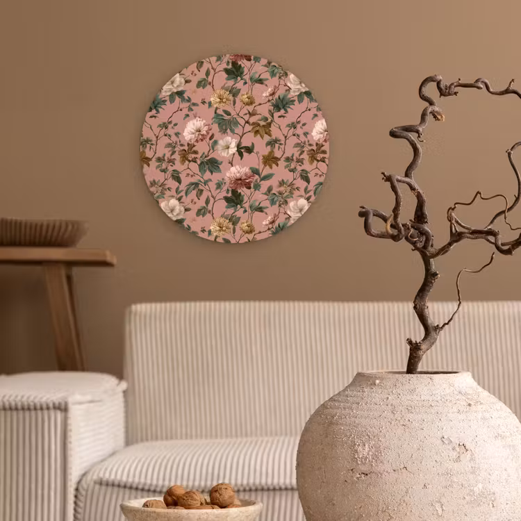 Muurcirkel - Bloemen - Klassiek - Roze — 2