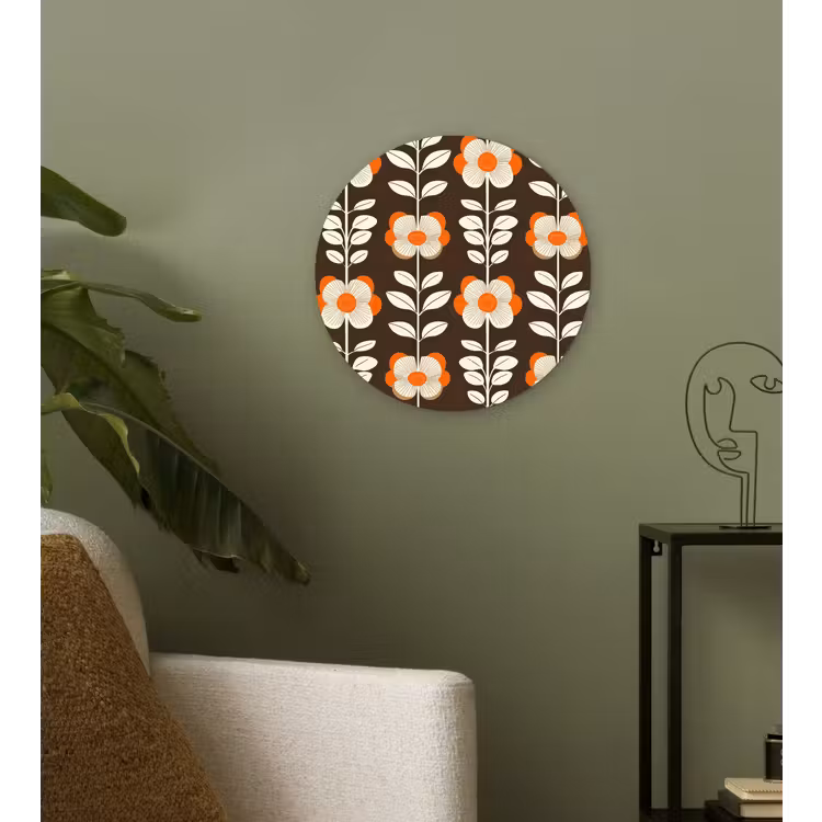 Muurcirkel - Bloemen - Retro - Bruin — 3