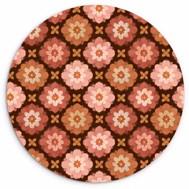 Muurcirkel - Geometrisch - Bloemen - Kleurrijk — 1