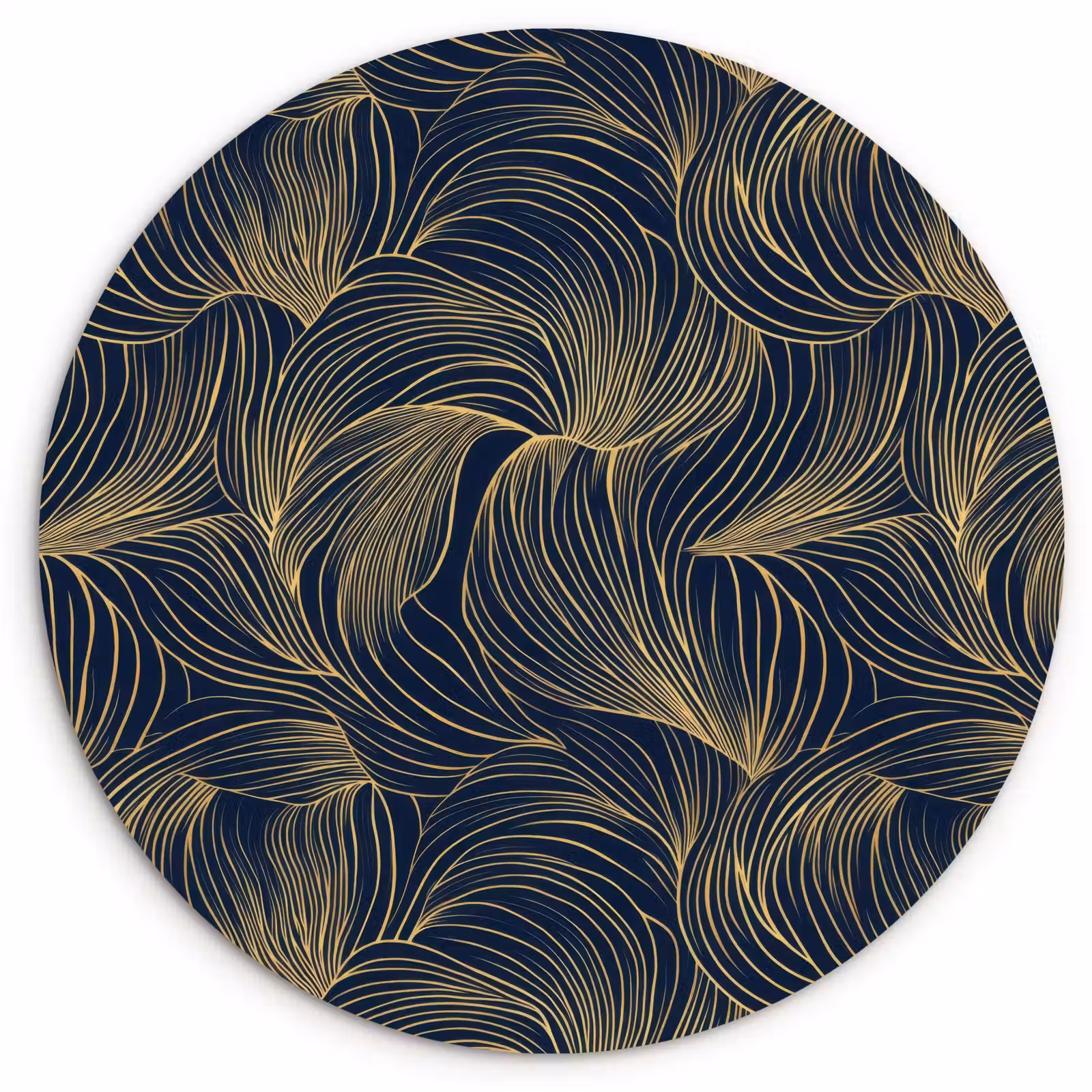Muurcirkel - Abstract - Lijnen - Blauw - Goud — 1