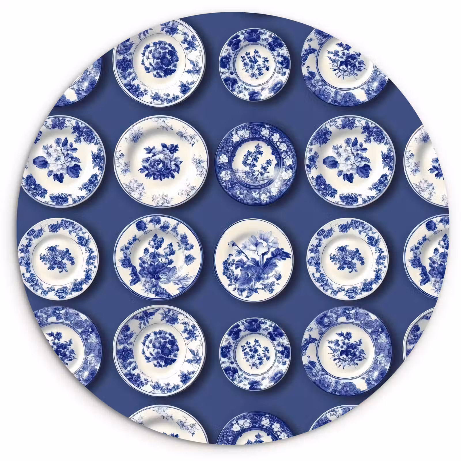 Muurcirkel - Borden - Floraal - Blauw — 1