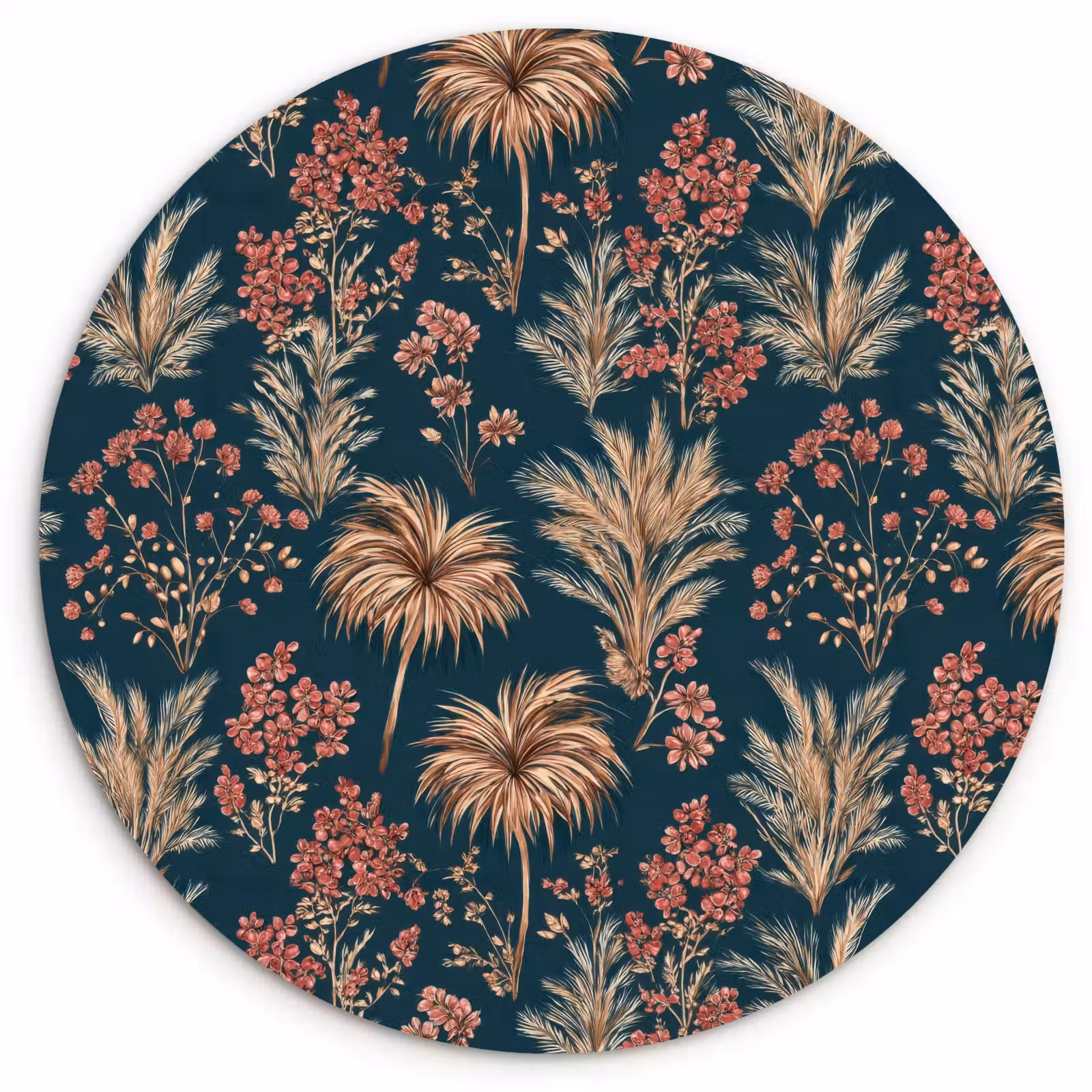 Muurcirkel - Botanisch - Patroon - Blauw — 1
