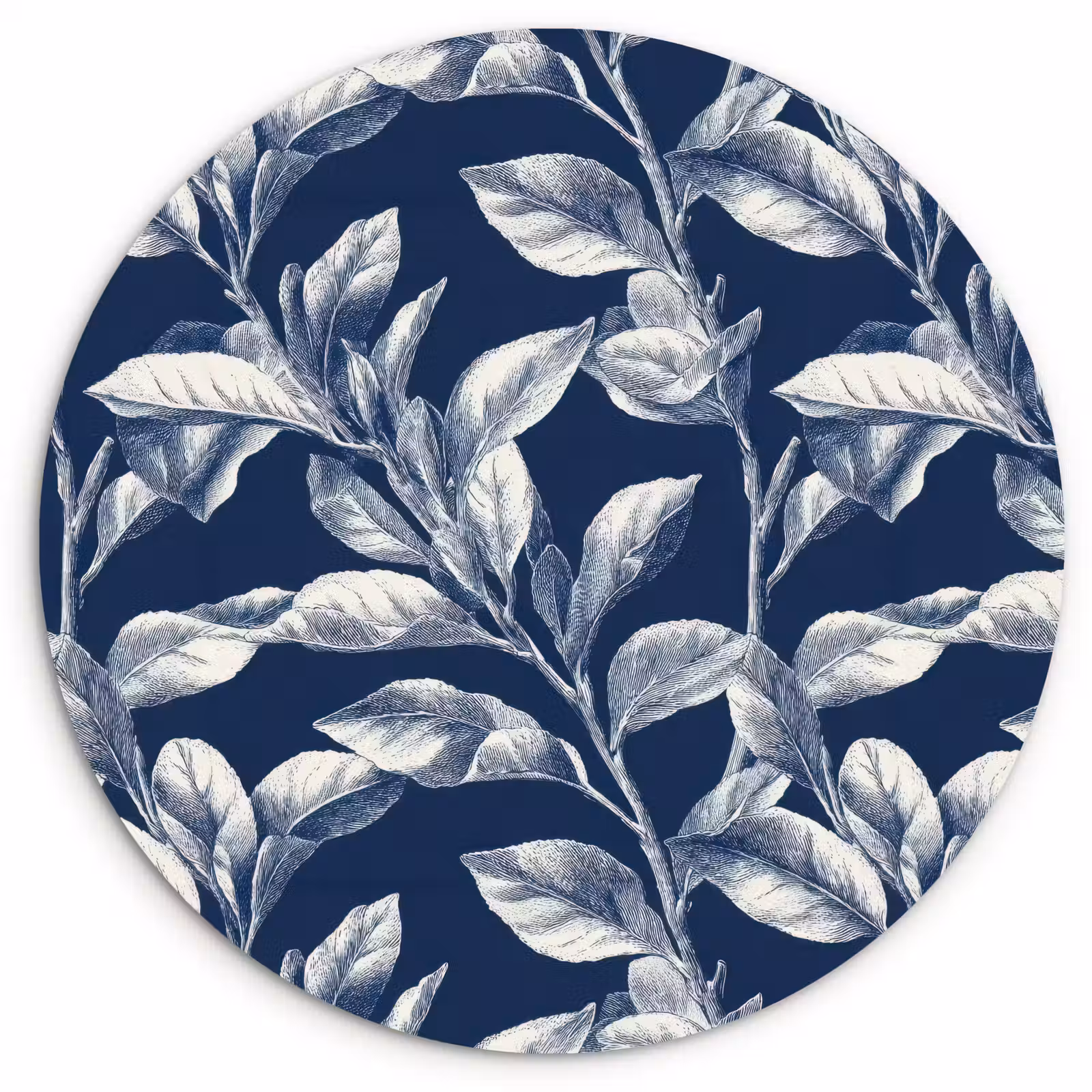 Muurcirkel - Botanisch - Patroon - Blauw — 1