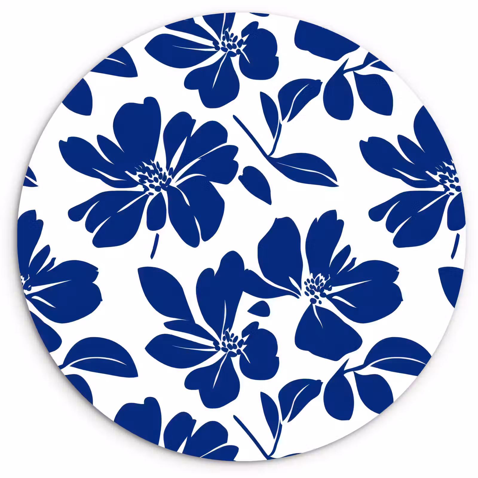 Muurcirkel - Floraal - Modern - Blauw — 1