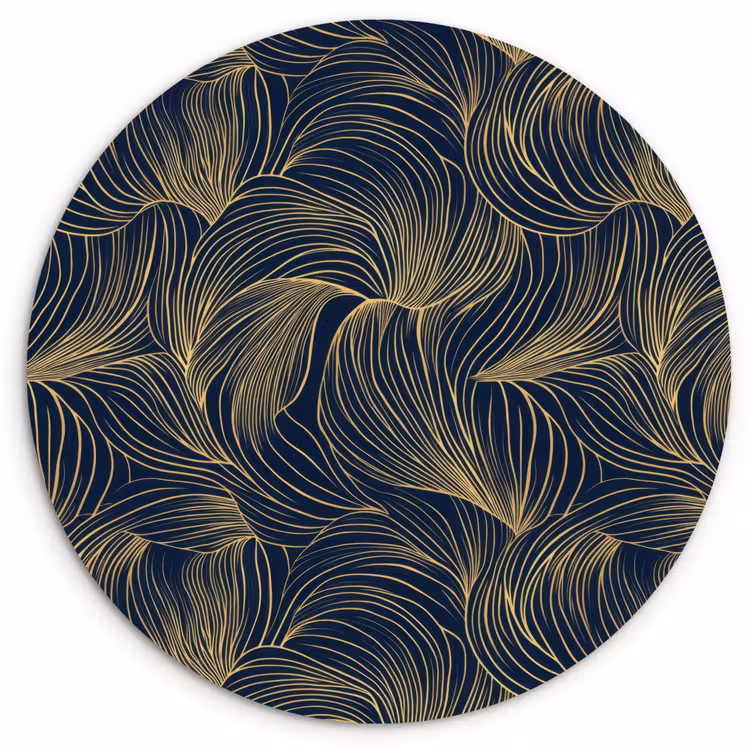 Muurcirkel - Abstract - Lijnen - Blauw - Goud — 1