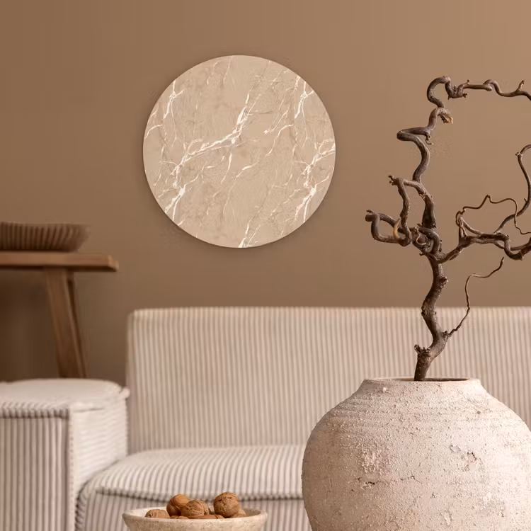 Muurcirkel - Beige - Marmer - Organisch - Wit — 2