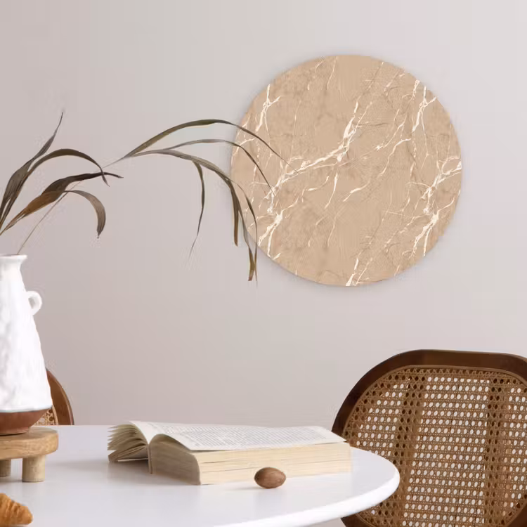 Muurcirkel - Beige - Marmer - Organisch - Wit — 4