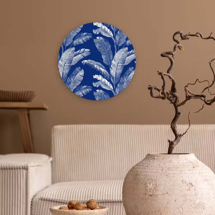Muurcirkel - Blad - Palm - Blauw — 2