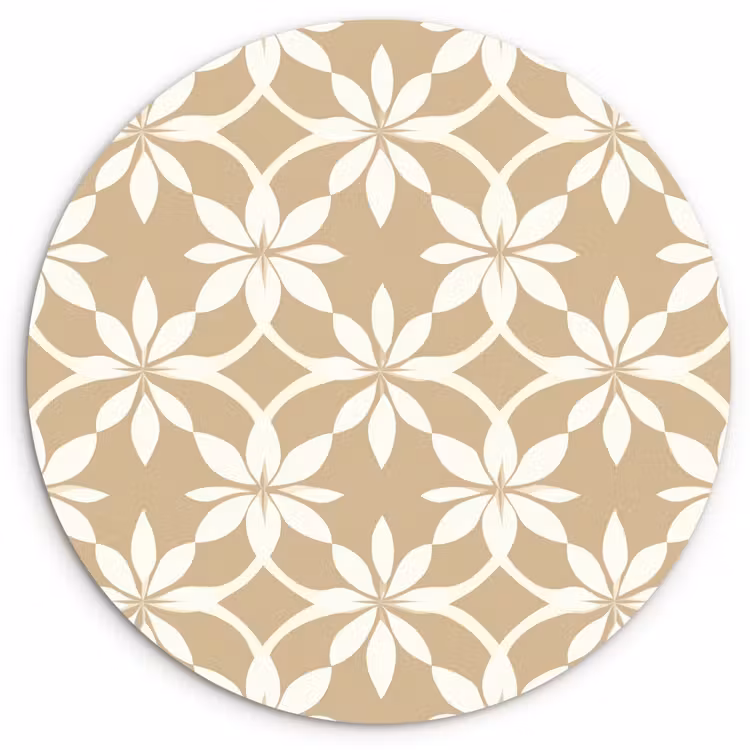 Muurcirkel - Bloemen - Patroon - Beige — 1