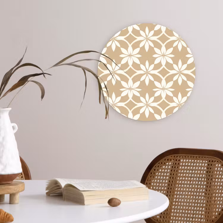 Muurcirkel - Bloemen - Patroon - Beige — 4