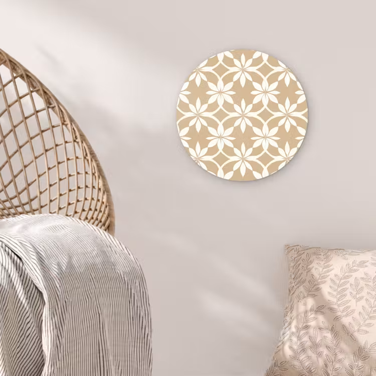 Muurcirkel - Bloemen - Patroon - Beige — 5