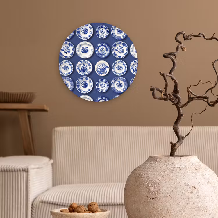 Muurcirkel - Borden - Floraal - Blauw — 2