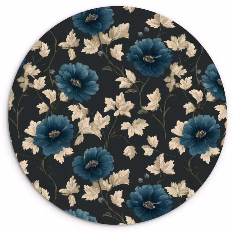 Muurcirkel - Botanisch - Bloemen - Blauw — 1