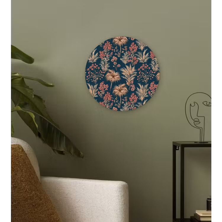 Muurcirkel - Botanisch - Patroon - Blauw — 3