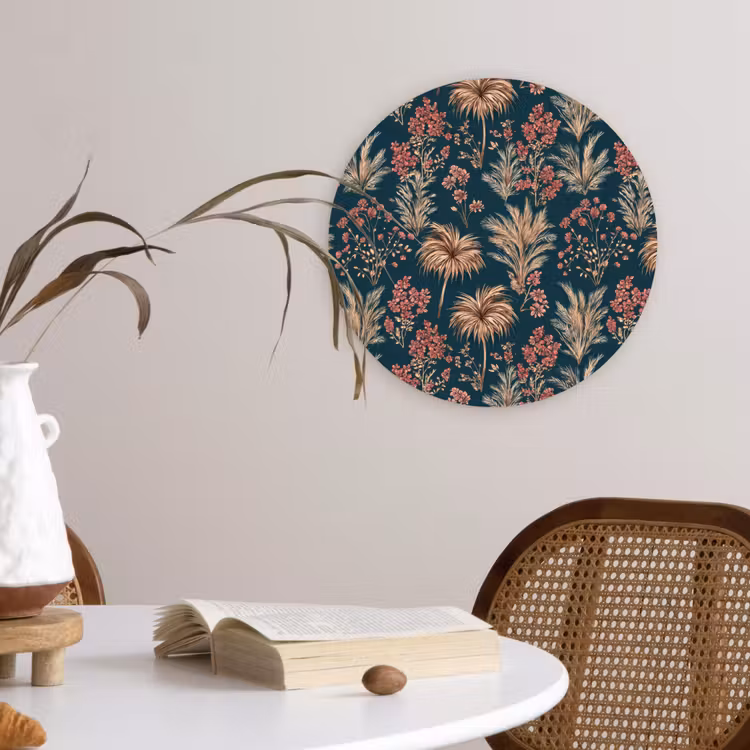 Muurcirkel - Botanisch - Patroon - Blauw — 4