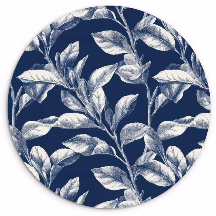 Muurcirkel - Botanisch - Patroon - Blauw — 1