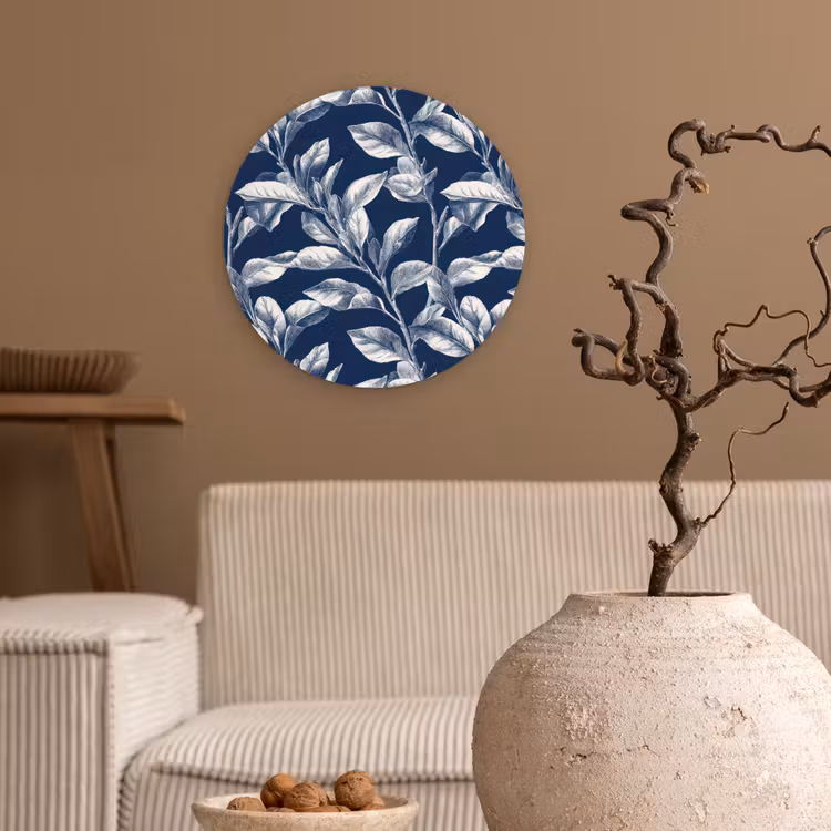 Muurcirkel - Botanisch - Patroon - Blauw — 2