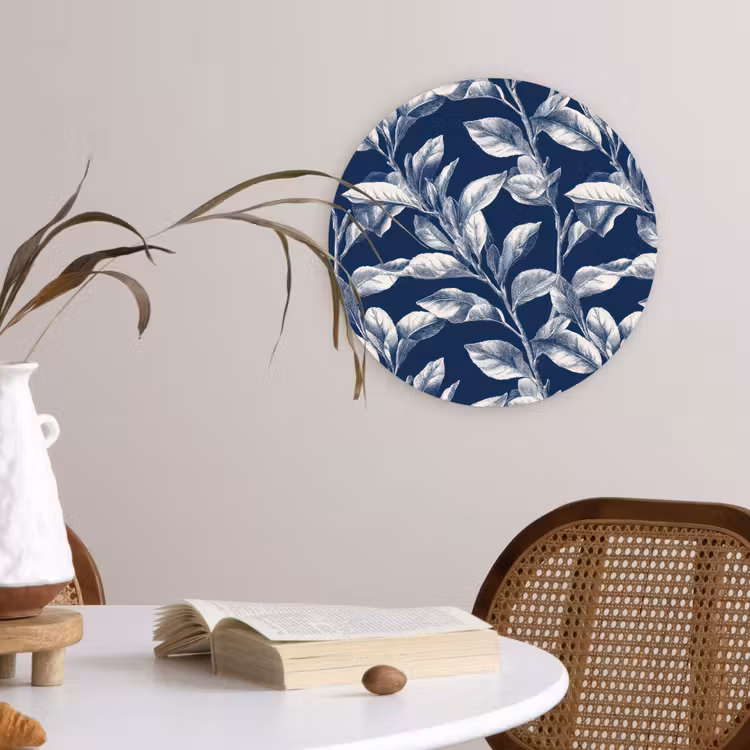 Muurcirkel - Botanisch - Patroon - Blauw — 4