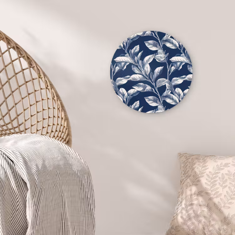 Muurcirkel - Botanisch - Patroon - Blauw — 5