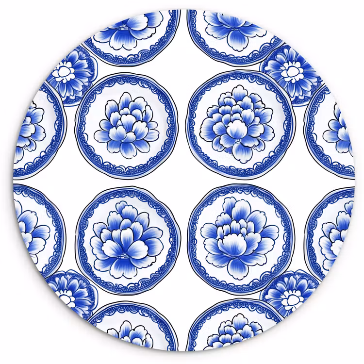 Muurcirkel - Cirkels - Bloemen - Blauw — 1