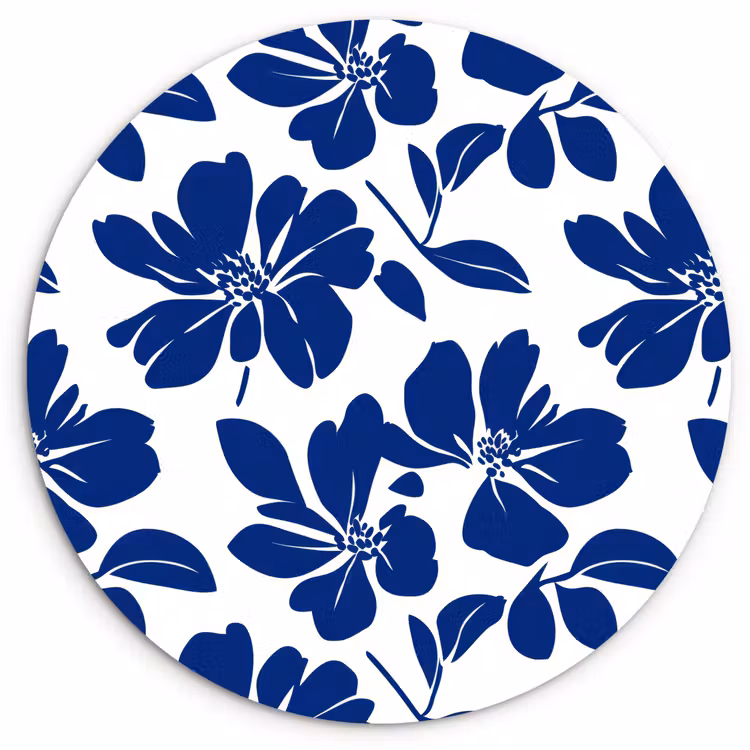 Muurcirkel - Floraal - Modern - Blauw — 1