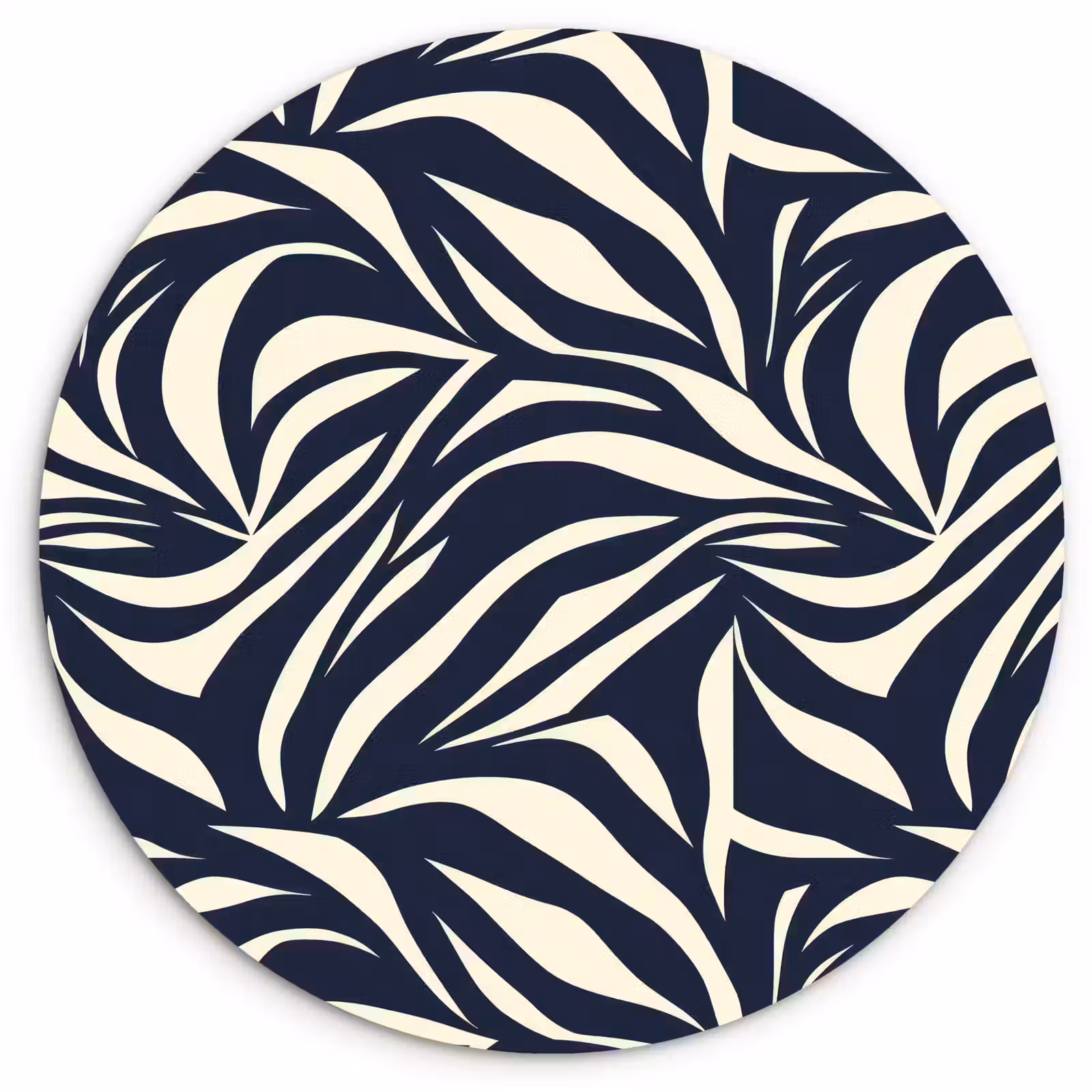 Muurcirkel - Bladvormen - Blauw - Patroon - Wit — 1