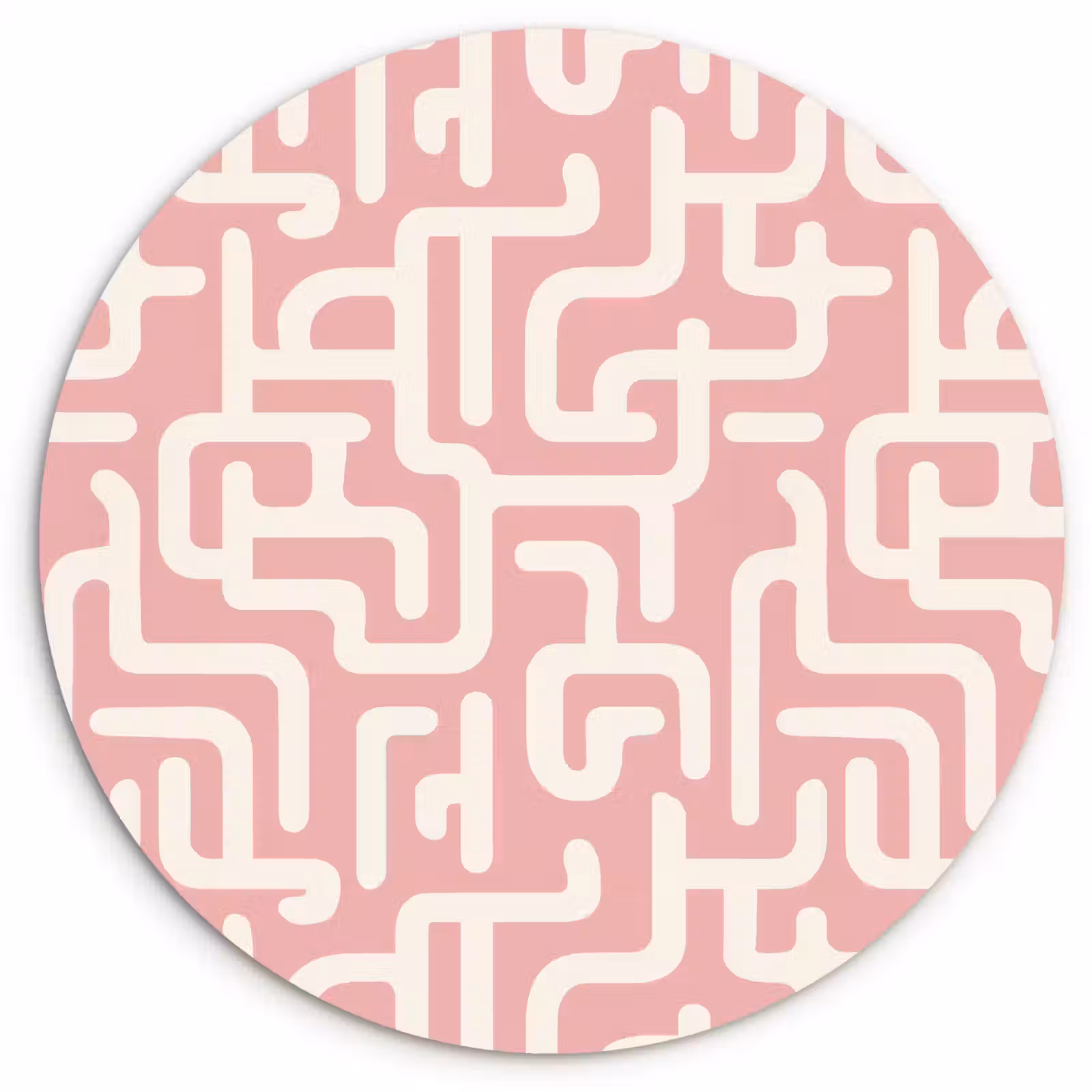 Muurcirkel - Doolhofpatroon - Roze - Wit - Abstract — 1