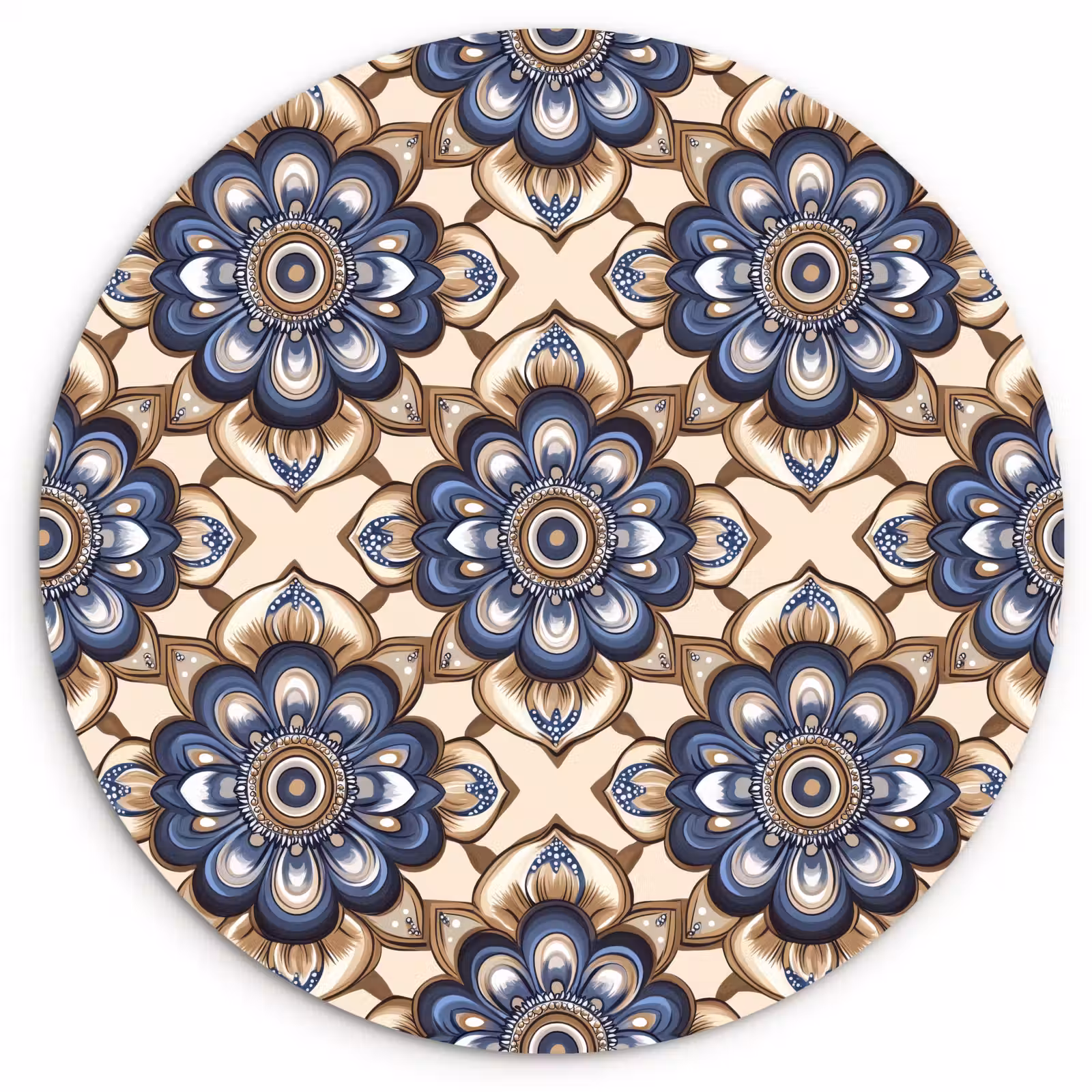 Muurcirkel - Floraal - Ornament - Blauw — 1