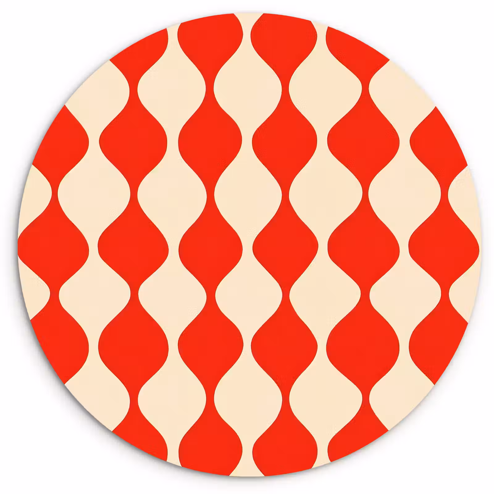 Muurcirkel - Golvend patroon - Retro - Rood - Beige — 1